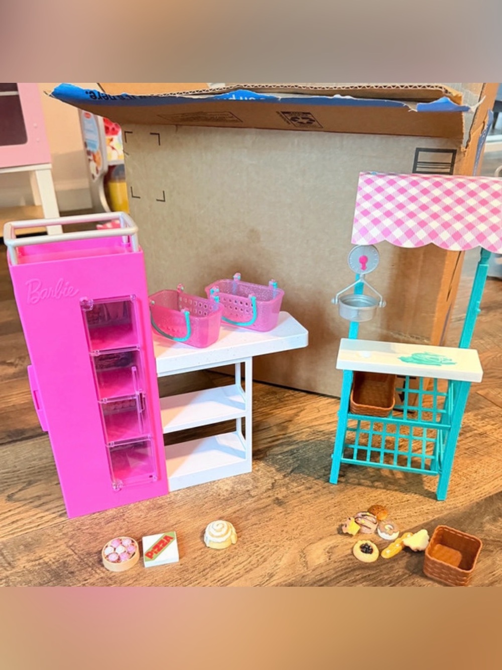 Barbie Farmstand + pantry set with mini bakery groceries food accessories